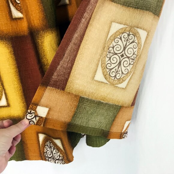 Mid Century Curtain Vintage 60s MCM abstract green gold brown Barkcloth - Picture 6 of 6